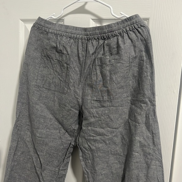 Gray linen and cotton blend wide leg pulling pants, size M - Picture 5 of 5